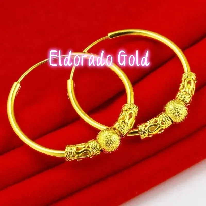 

Eldorado Gold Eldorado 2025 2025Classic Versatile 9999 24K Real Beaded Earrings Size Earrings With Beaded Rings Earrings Gift