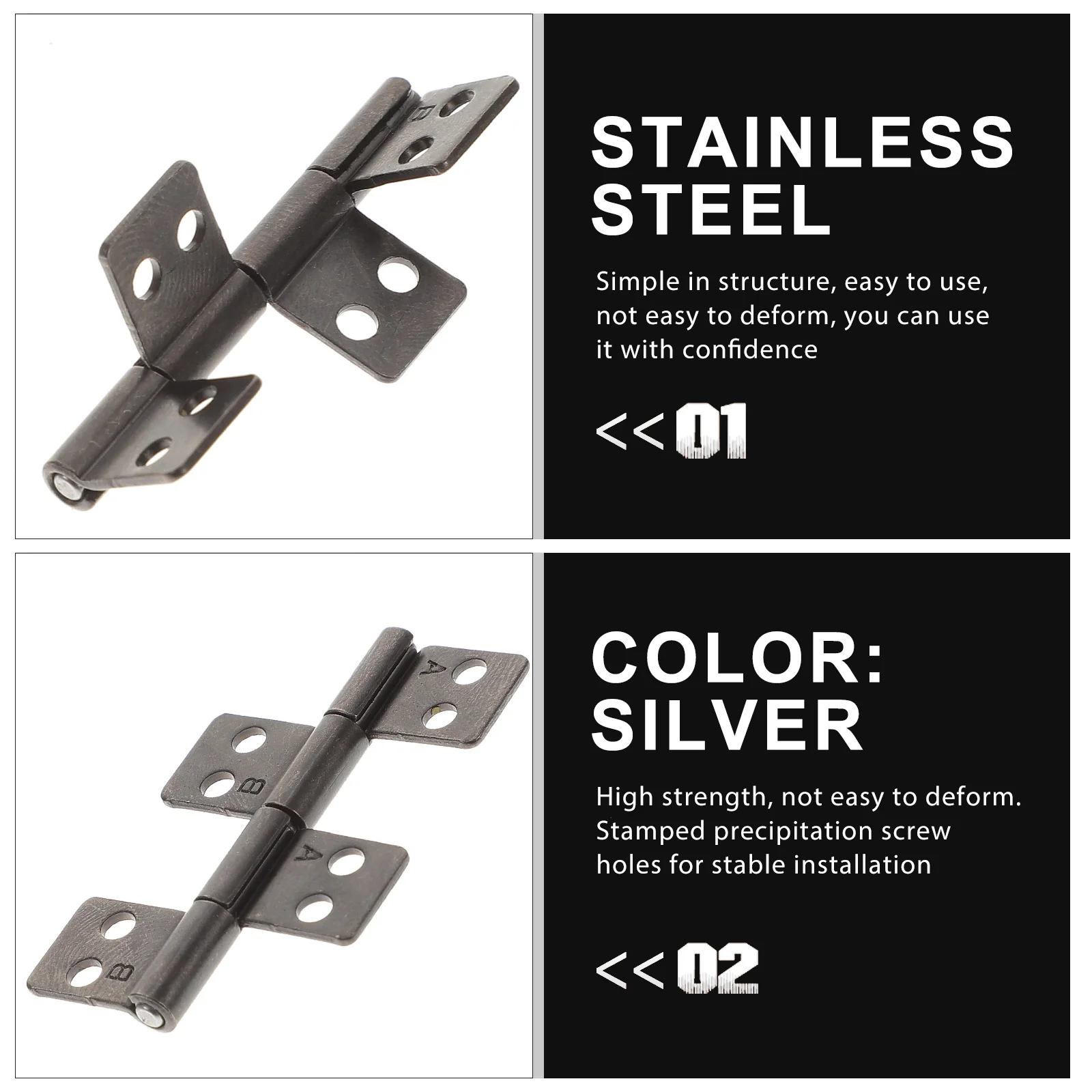 

2Pcs Damping Screen Door Hinges Stainless Steel Durable 360 Degree Rotation Heavy Duty Replacement Hinges for Wood Metal Doors