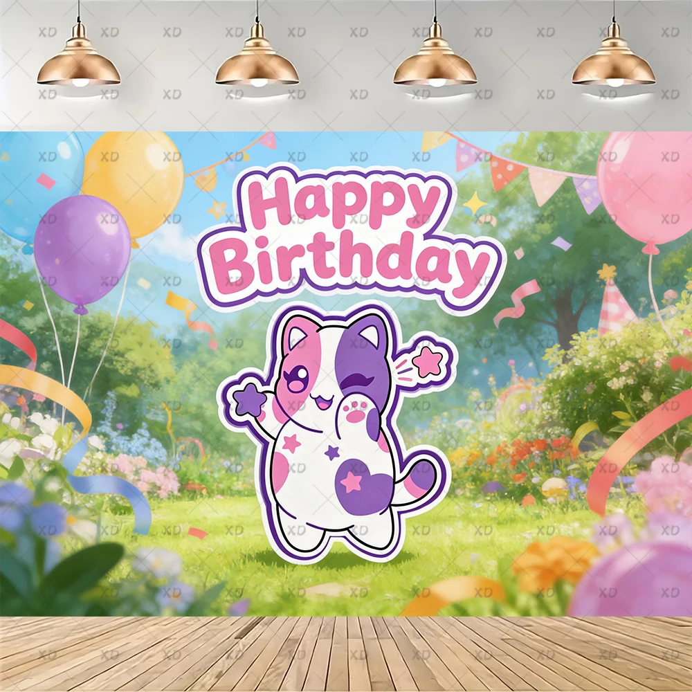 Cartoon Aphmau Meemeows Geburtstagsparty Dekorations-Set Banner Luftballons Kuchendekoration Hintergrund Cartoon-Kulisse Kindergeschenk – Detail 7