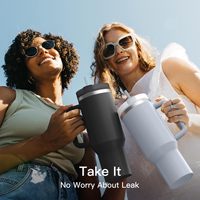 40oz Tumbler Vacuum Insulated Thermos Custom Travel Cup Stainless Steel Water Bottle Coffee Mugs With Handle Outdoor Drinkware