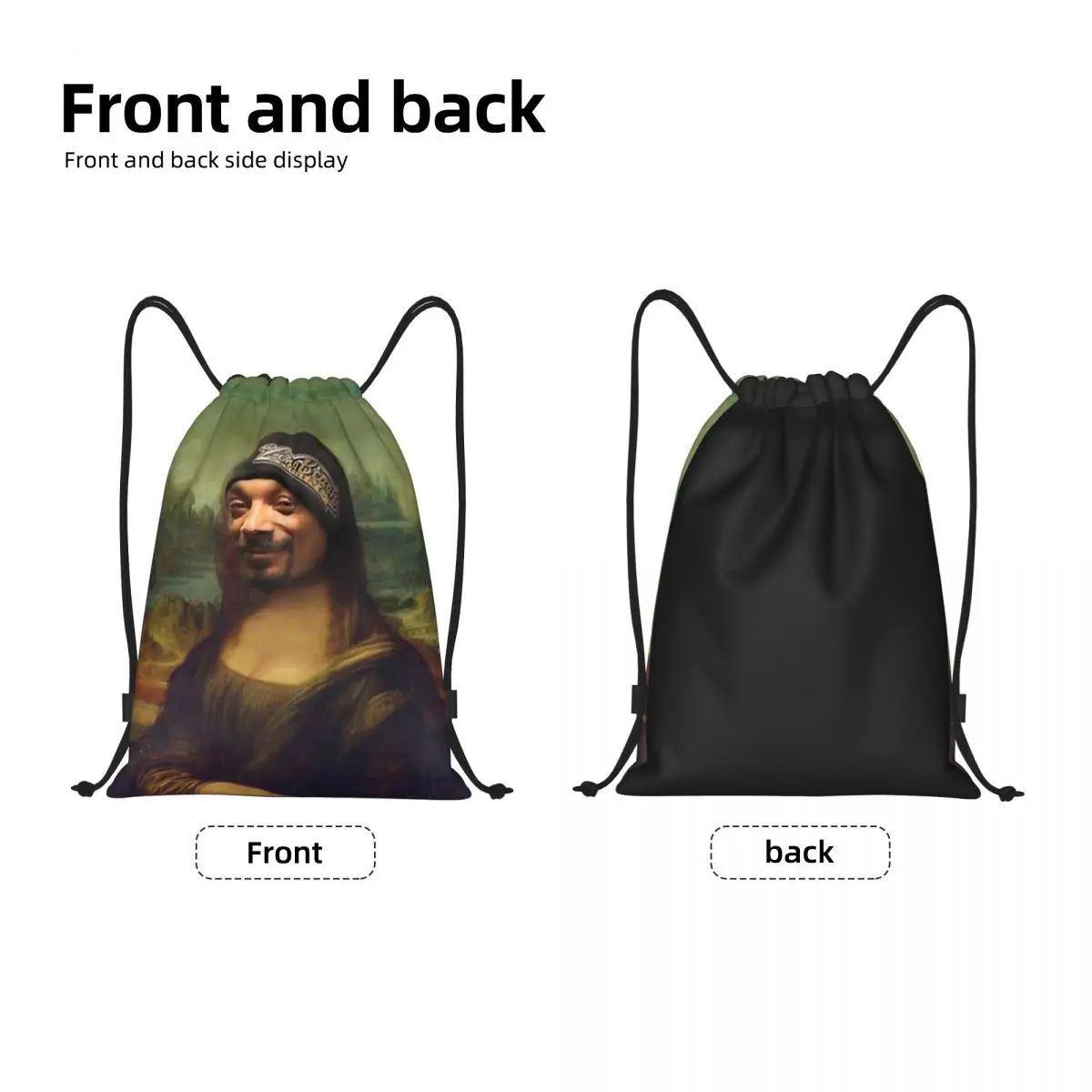 Snoop Dogg Mona Lisa Meme Drawstring Backpack Sports Gym Bag for Women Men Shopping Sackpack