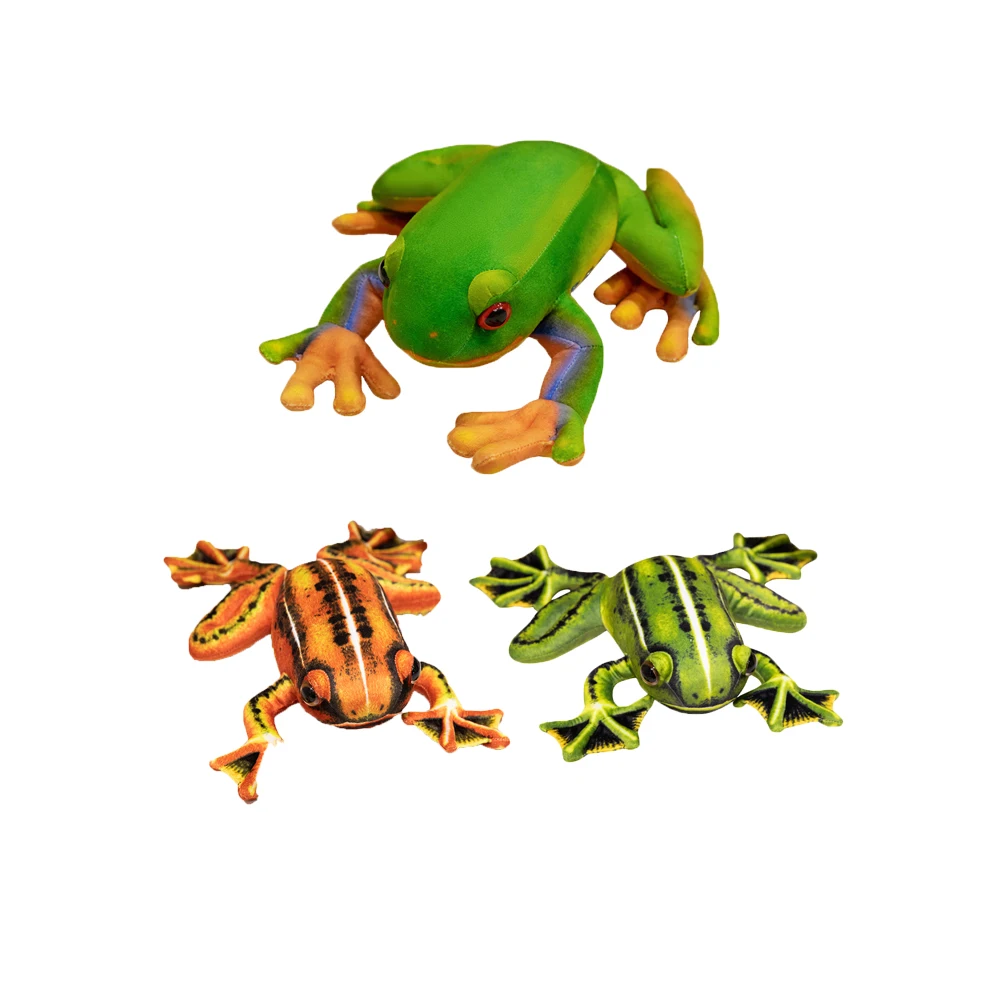

10 Inch Simulated Tree Frog Plush Toys Imprinted Fur Green Rain Frog Stuffed Animal Soft Dolls Educational Soft Fun Plushie Gift