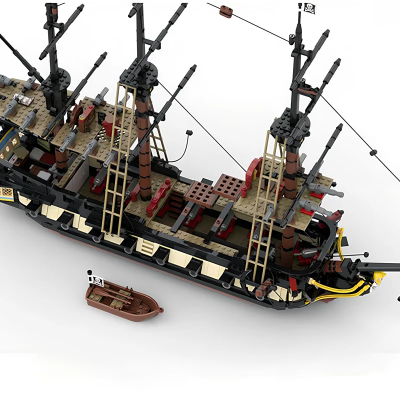 1901 個 2Fer メイデン プライベーティー フリゲート MOC 木製船体、マルチマスト帆 & ブロードサイド大砲教育ビルディングブロックギフト