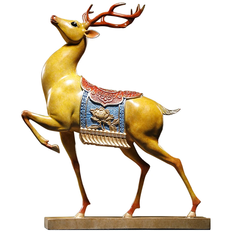 Gaosheng copper deer ornament all the way, living room wine cabinet entrance decoration