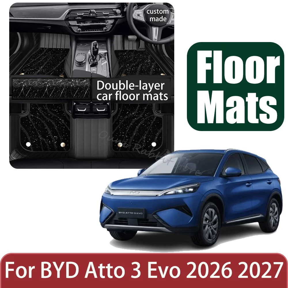 Tapetes de Couro para Carro BYD Atto 3 Evo 2026 2027, Resistentes a Arranhões, Acessórios de Proteção Interior
