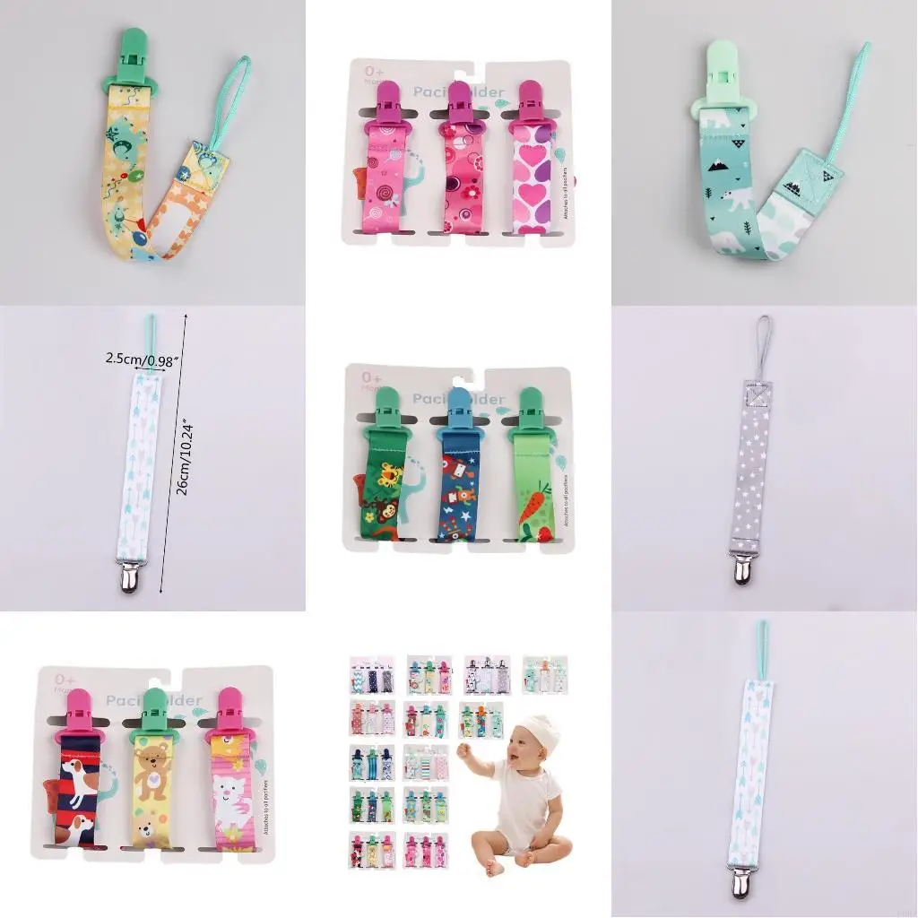 

3Pcs/Set Cartoon Print Baby Teether Pacifier Chain Straps Pacifier Clip Chain L8RB