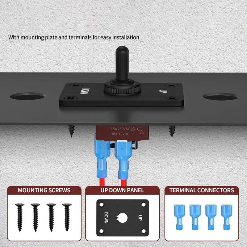 Rocker Toggle Switches Momentary Polarity Reverse Switch 6 Pin 3 Position (ON)-Off-(ON) With UP/Down Plate For RV Boat