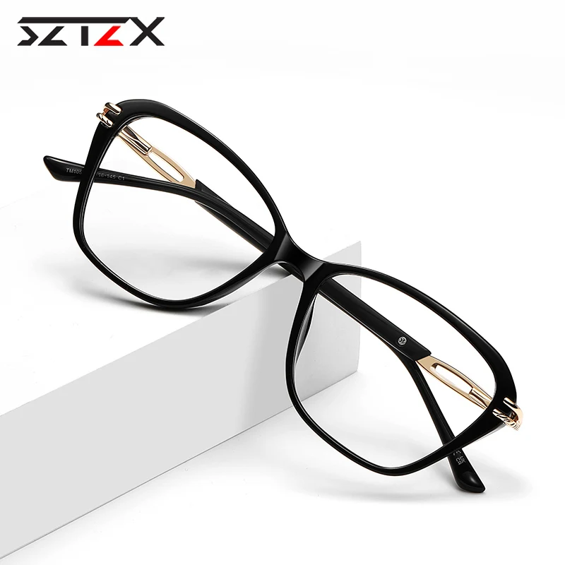 

Очки для чтения SZTZX: Новые, с большой оправой TR90, в стиле «кошачий глаз», с защитой от синего света, модные, для женщин, с возможностью индивидуальной коррекции зрения (для близорукости)