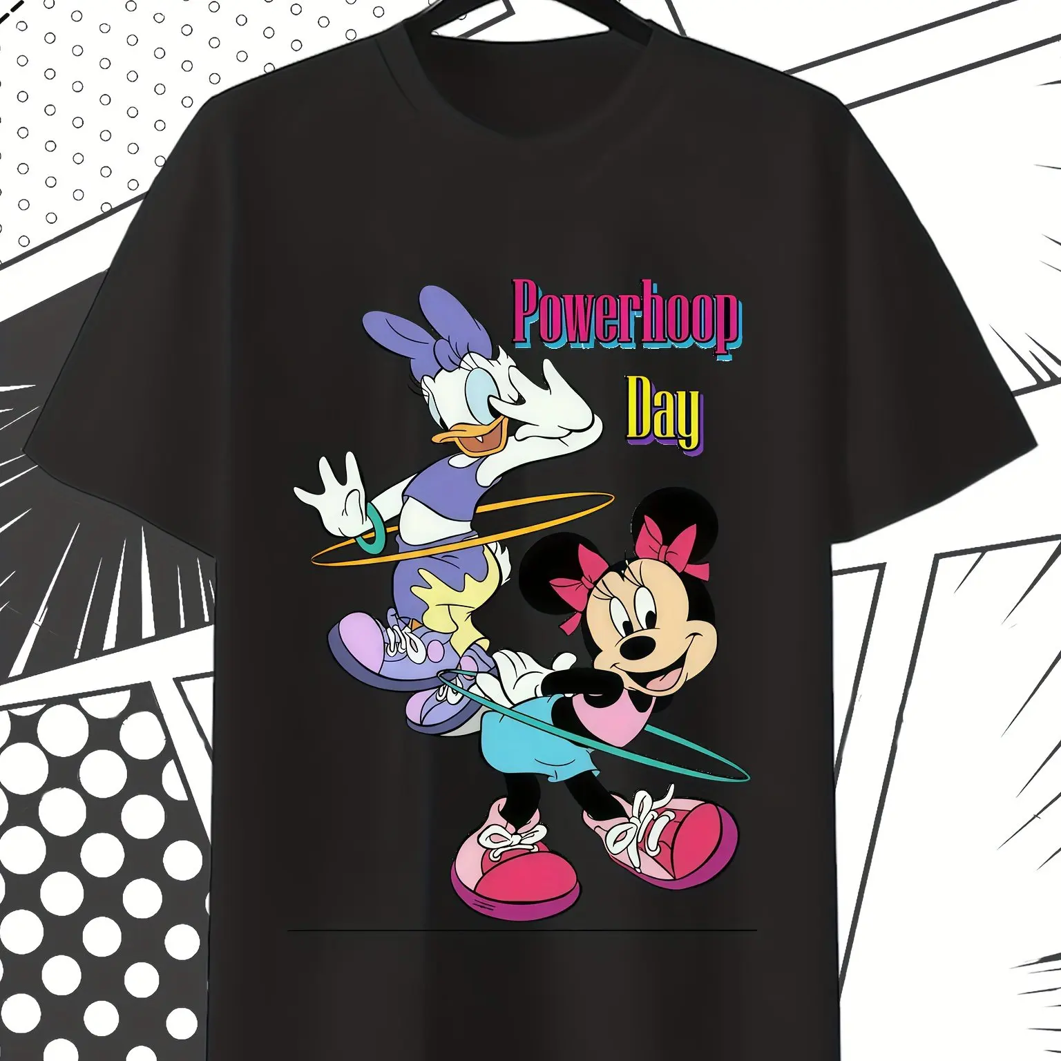 

Ретро-футболка Disney с рисунком Минни Маус и Дейзи Утка Powerhook — удобная повседневная футболка с круглым вырезом, которую можно стирать в машине