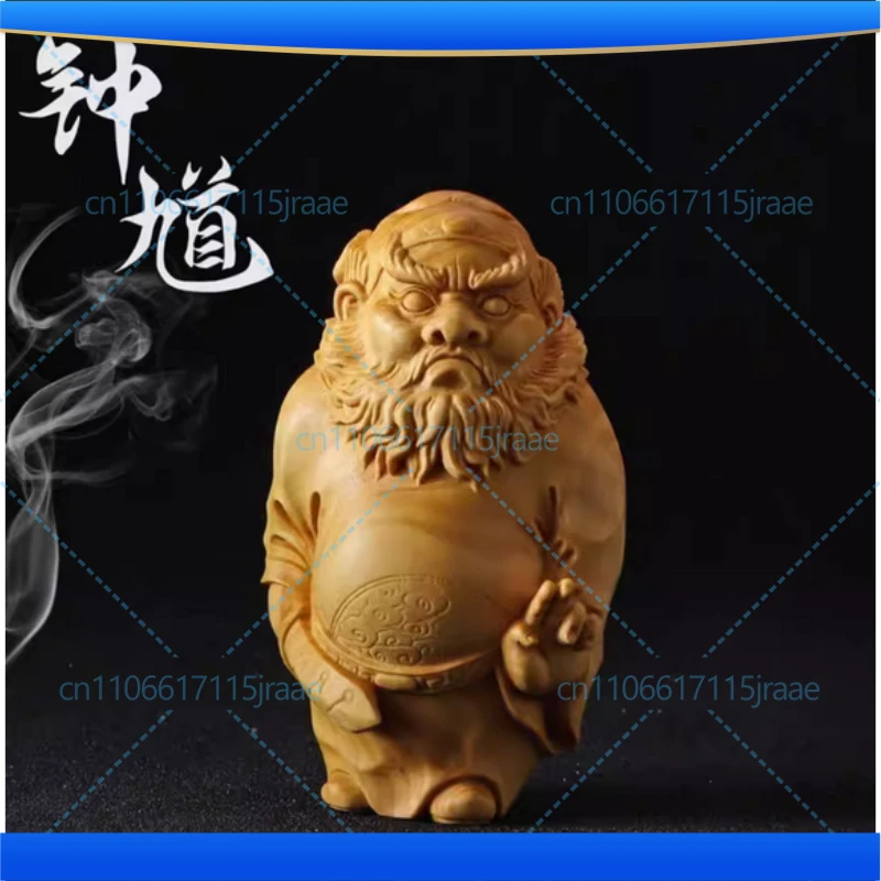 Solid wood Carving Tianshi Zhongkui Ornaments Small Model Attract wealth and ward off evil spirits character decoration bestgift