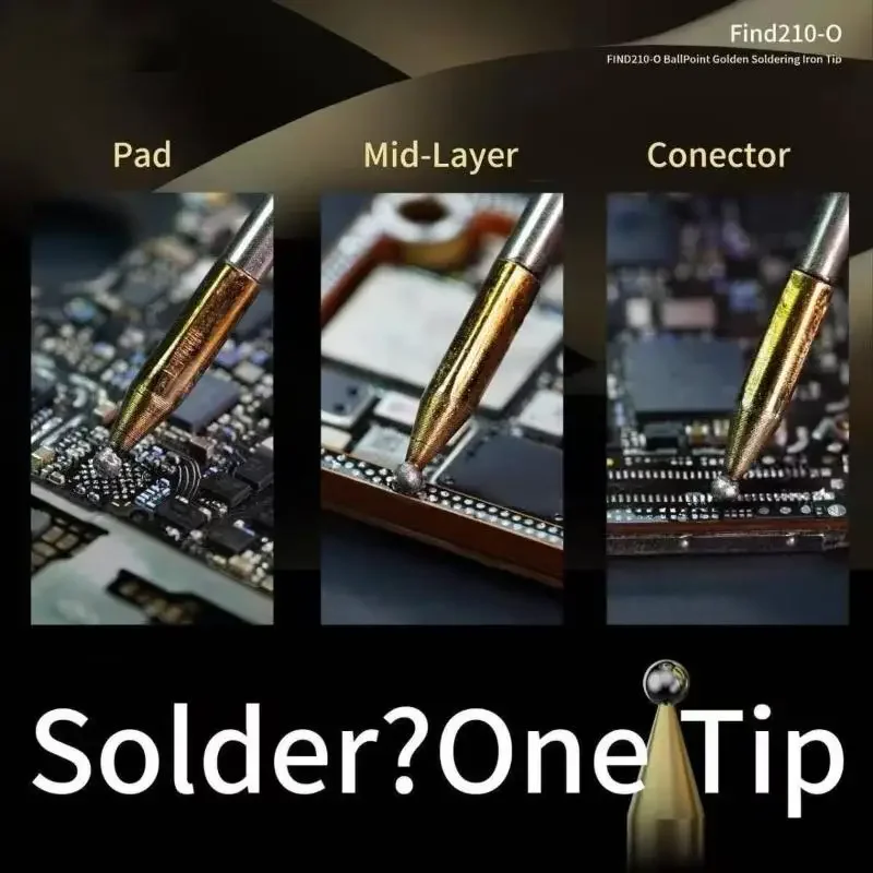 018 020 002 مجموعة لحام 2UUL FIND C210 O BallPoint رئيس مطلية بالذهب سبيكة لحام نصائح للهواتف الإلكترونية بغا طقم تصليح وحدة المعالجة المركزية #2