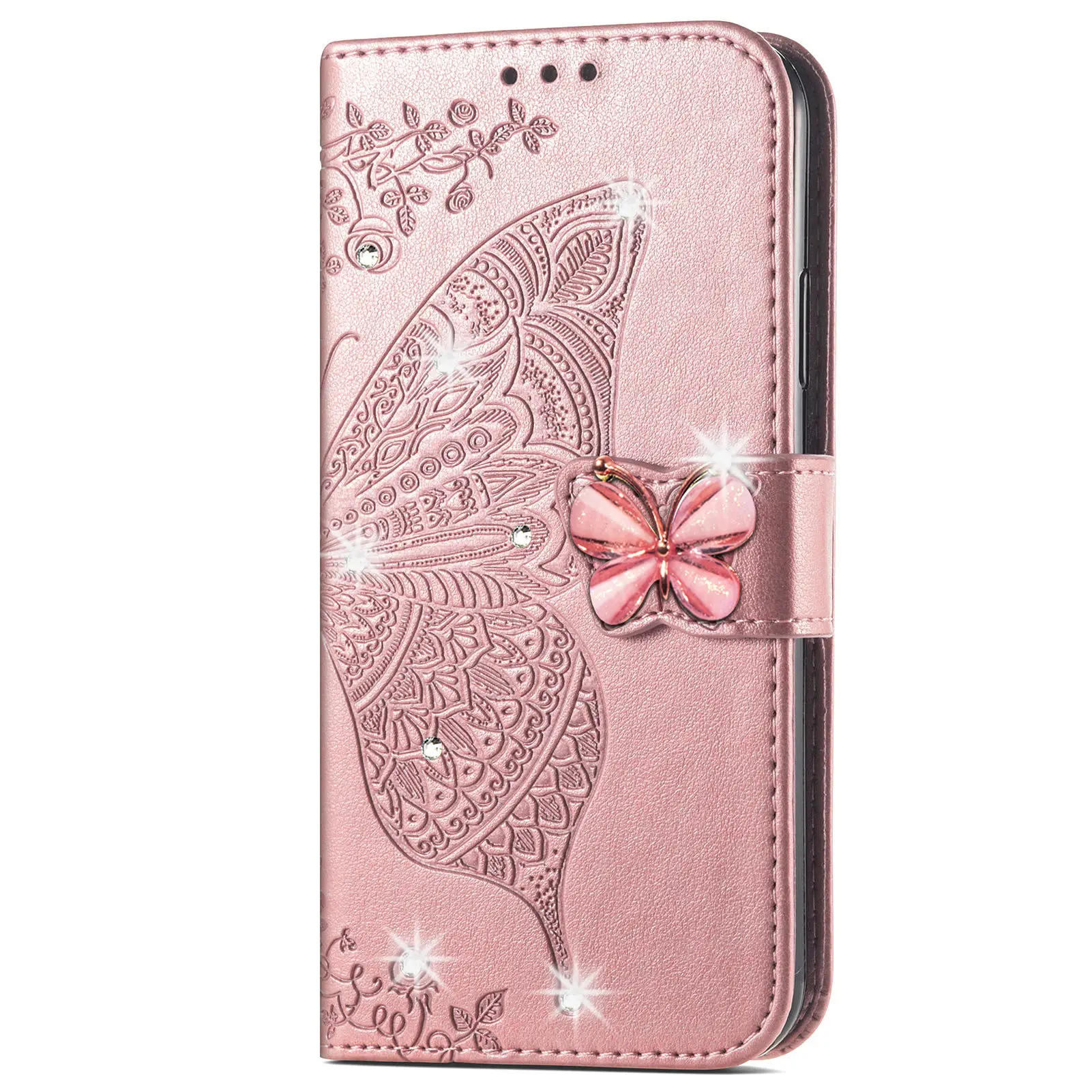 Glitter Lucky Leaf Butterfly Embossing Leather Wallet Case For Google Pixel 7 Pro Google Pixel 6 Pro 6A 5 XL 4 XL Stand Cover