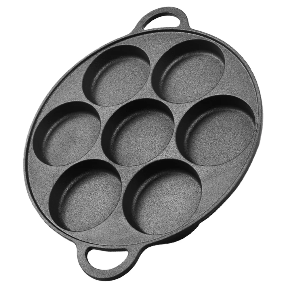 7 Hole Egg Pancake Steak Pan Frying Pot Cast Iron Skillet Omelet Pan Non-Stick Kitchen Cooking Ham Pans Breakfast Maker Cookware