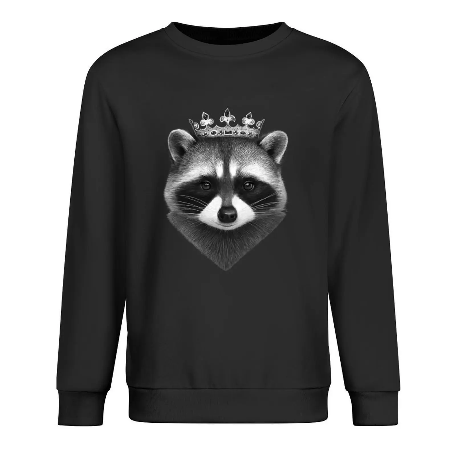 

King raccoon on black Pullover clothes for men japanese style winter clothes men's clothes hooded sweatshirts