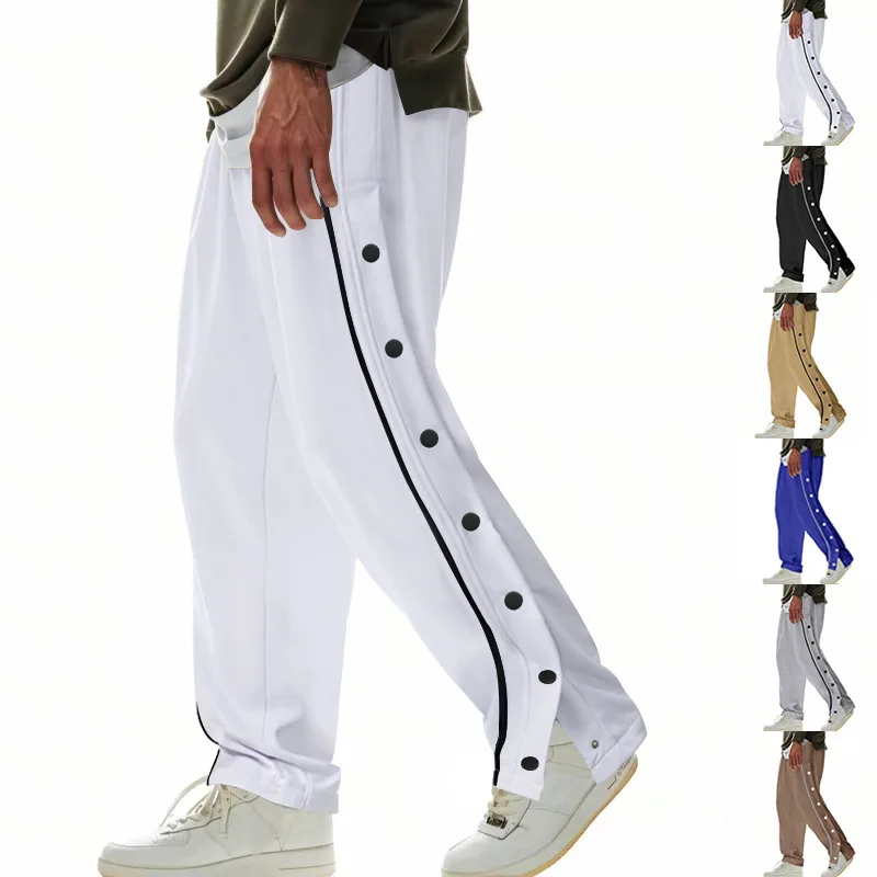 

Men's Heavyweight Basketball Side Snap Sweatpants, Hip Hop Mans Cargo Sports Pants For Man, Autumn Outdoor Casual Male Trousers