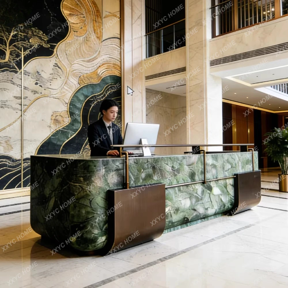 Reception desk for sales office, company front desk, bar counter, lacquered custom-shaped minimalist bar table