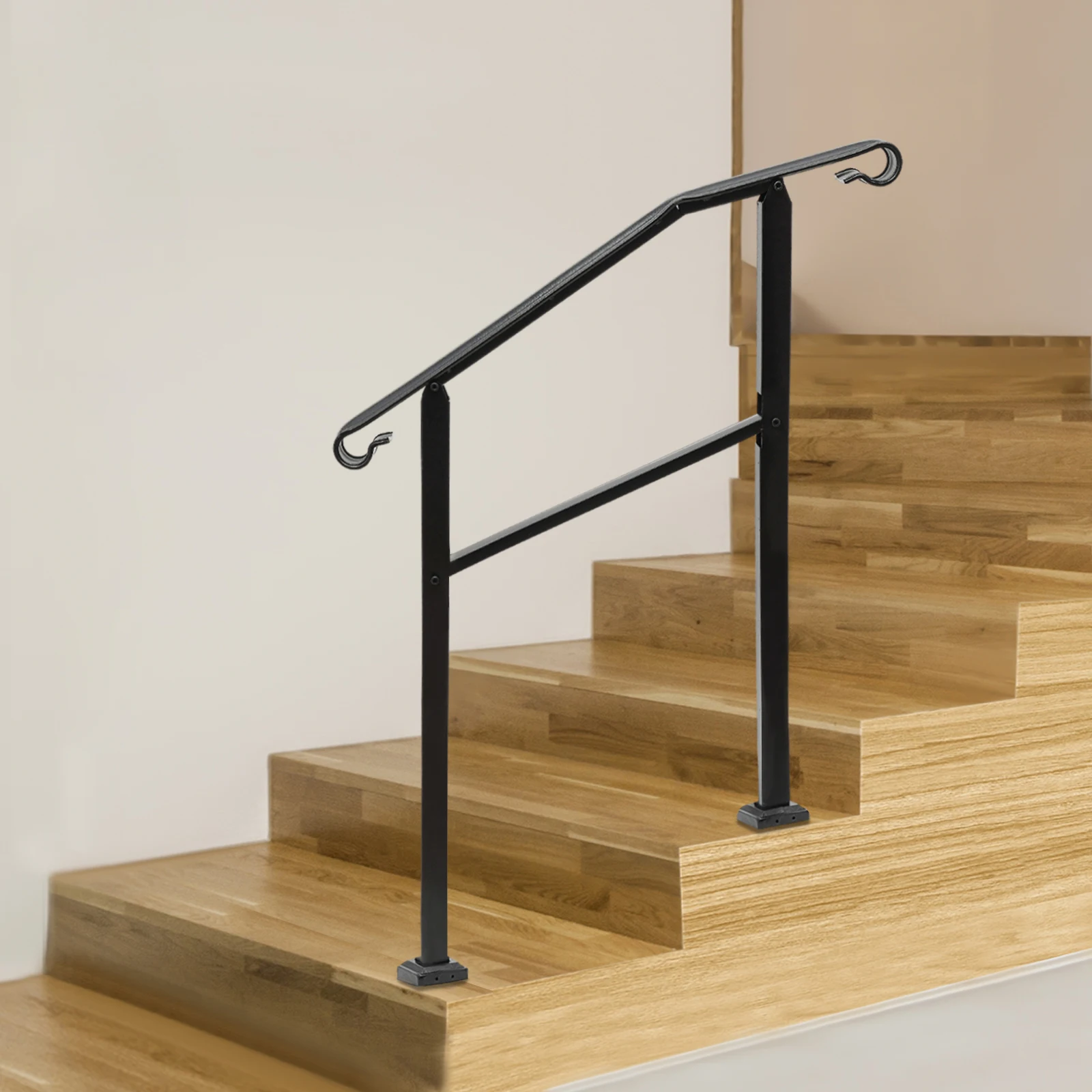 Handrails for Outdoor, Carbon Steel Staircase Handrail, for flat ground or 3-Step Handrail