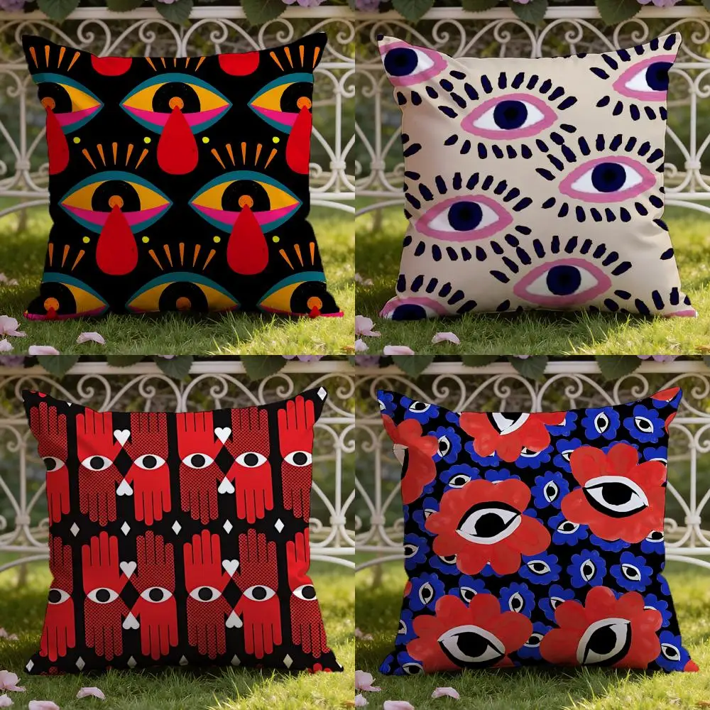 Boho Mystic Evil Eye Themed Print Cushion Cover Home & Car Dual-Scene Pillow Cover: Reversible for Premium Comfort