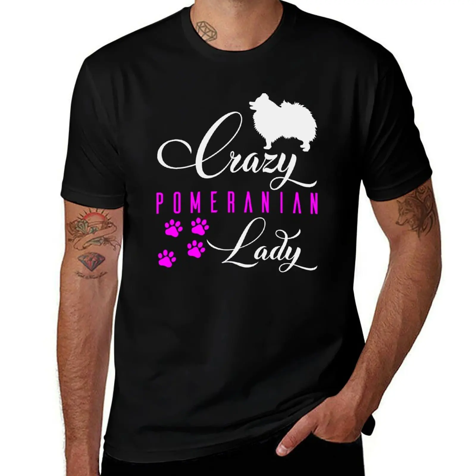 Camiseta divertida con estampado de Pomeranian Lady, camiseta blanca con estampado de Pomeranian Spitz, camiseta cómoda de manga corta para entrenamiento