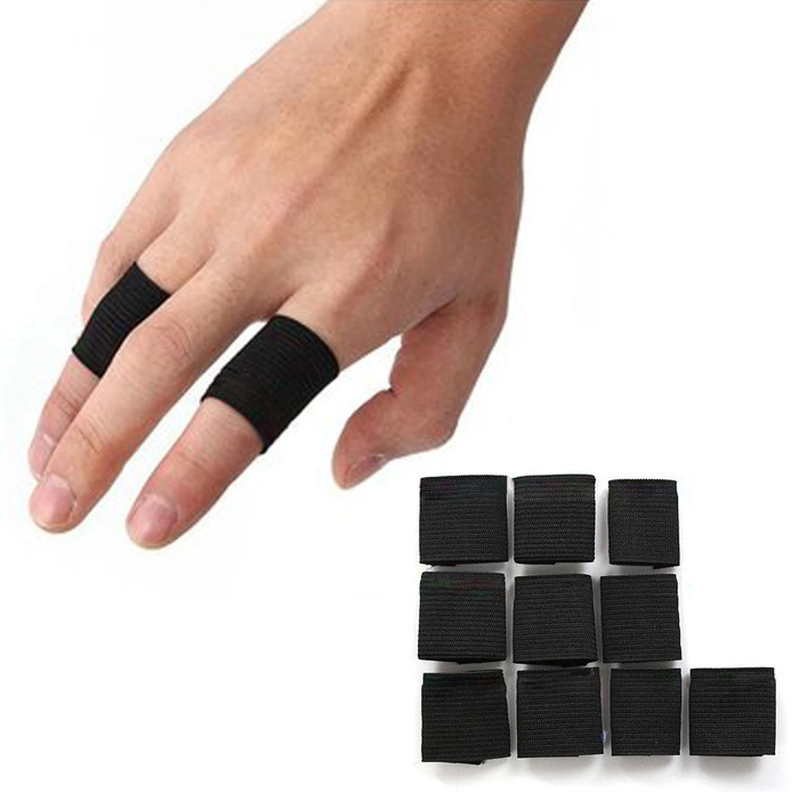 10Pcs Stretchy Finger Protector Sleeve Support Arthritis Sport Aid Guard Band Straight Wrap Basketball Stretchy Bands