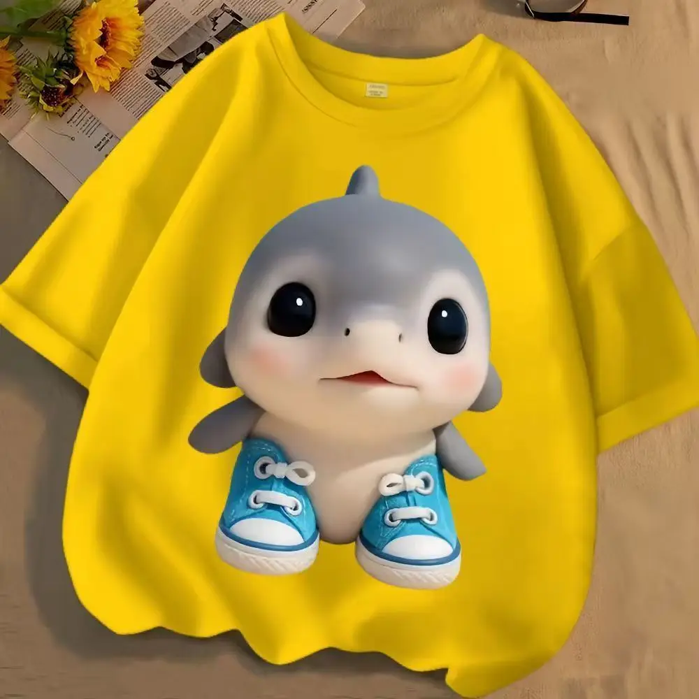 

Fun Shark Hot Selling T-Shirt Top For Children Aged 2-1 Boys and Girls Casual Sports Outdoor Round Neck T-Shirt