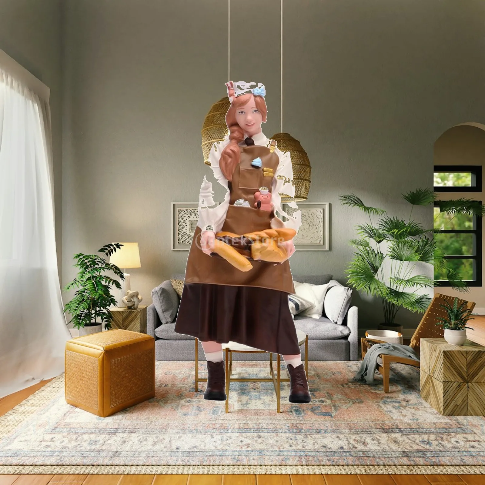 Resin Figurine Compact 1/18 Scale Baker Figurine Non-Assembly Decorative Human Figure for Collectors, Model Diorama