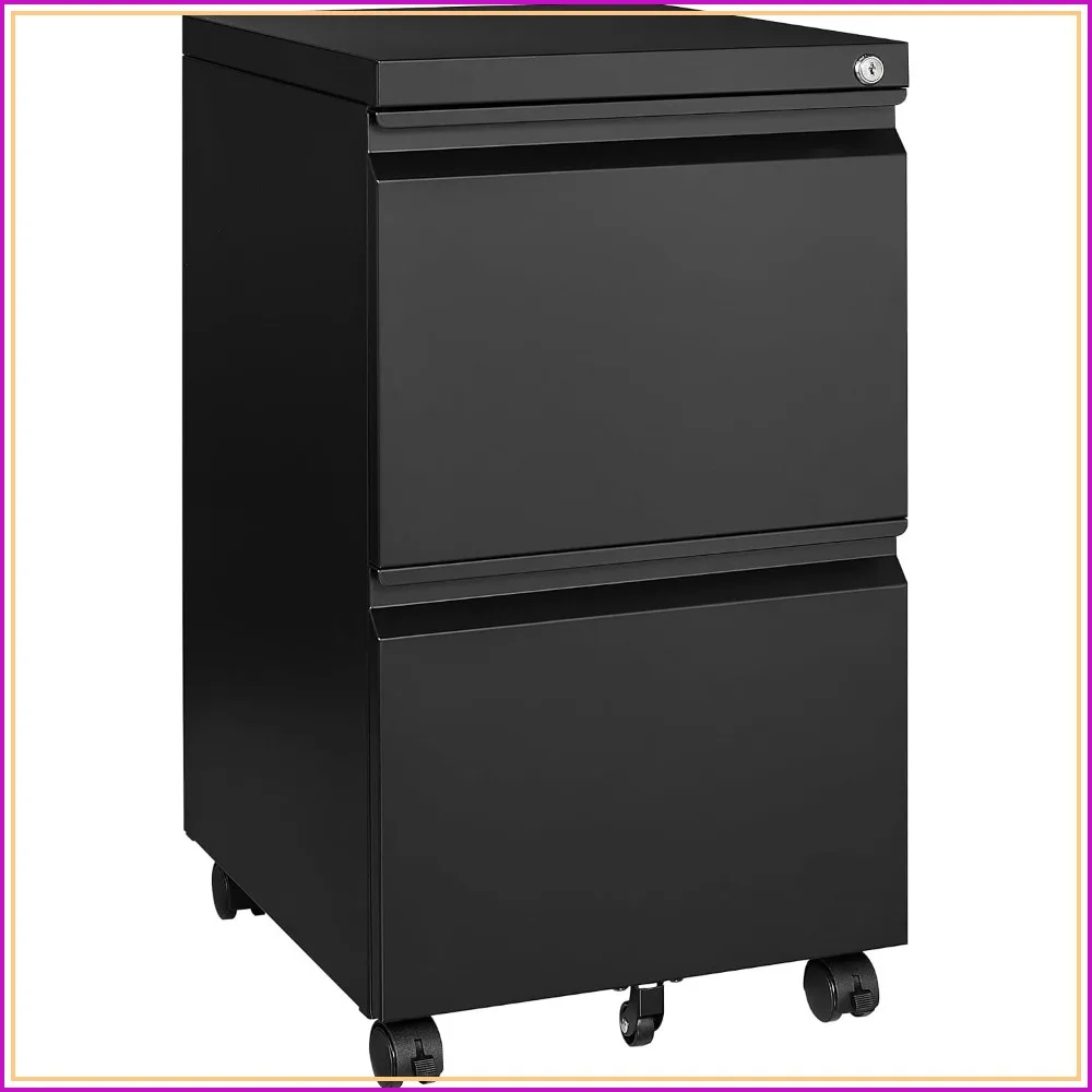 2 Drawer Metal Mobile File Cabinet Locking, Rolling Under Desk, Home Office