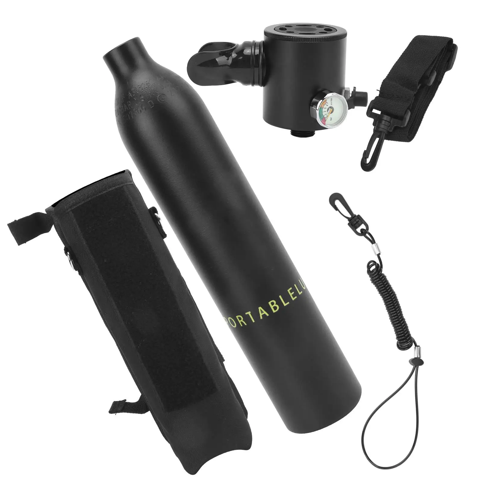 Dideep 0,5l Duikcilinder Kit Gasmasker Onderwater Zuurstoftank Ontluchtingsklep Adapter Snorkel