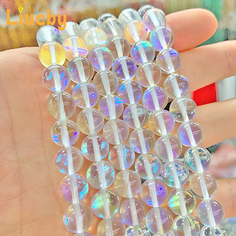 White sparkling round bead crystal Stone Round Beads For Jewelry Making Rings DIY Accessories Necklace 15\