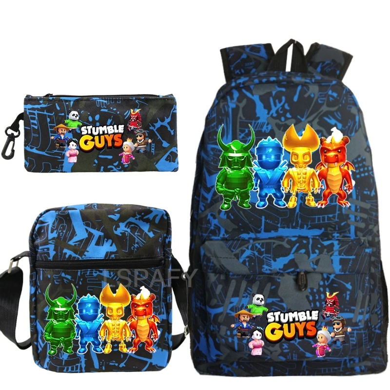 Stumble Guys Backpack 3pcs Portable Rucksack Children Cartoon School Bags Boys Girls Bookbag kids Casual Backpacks