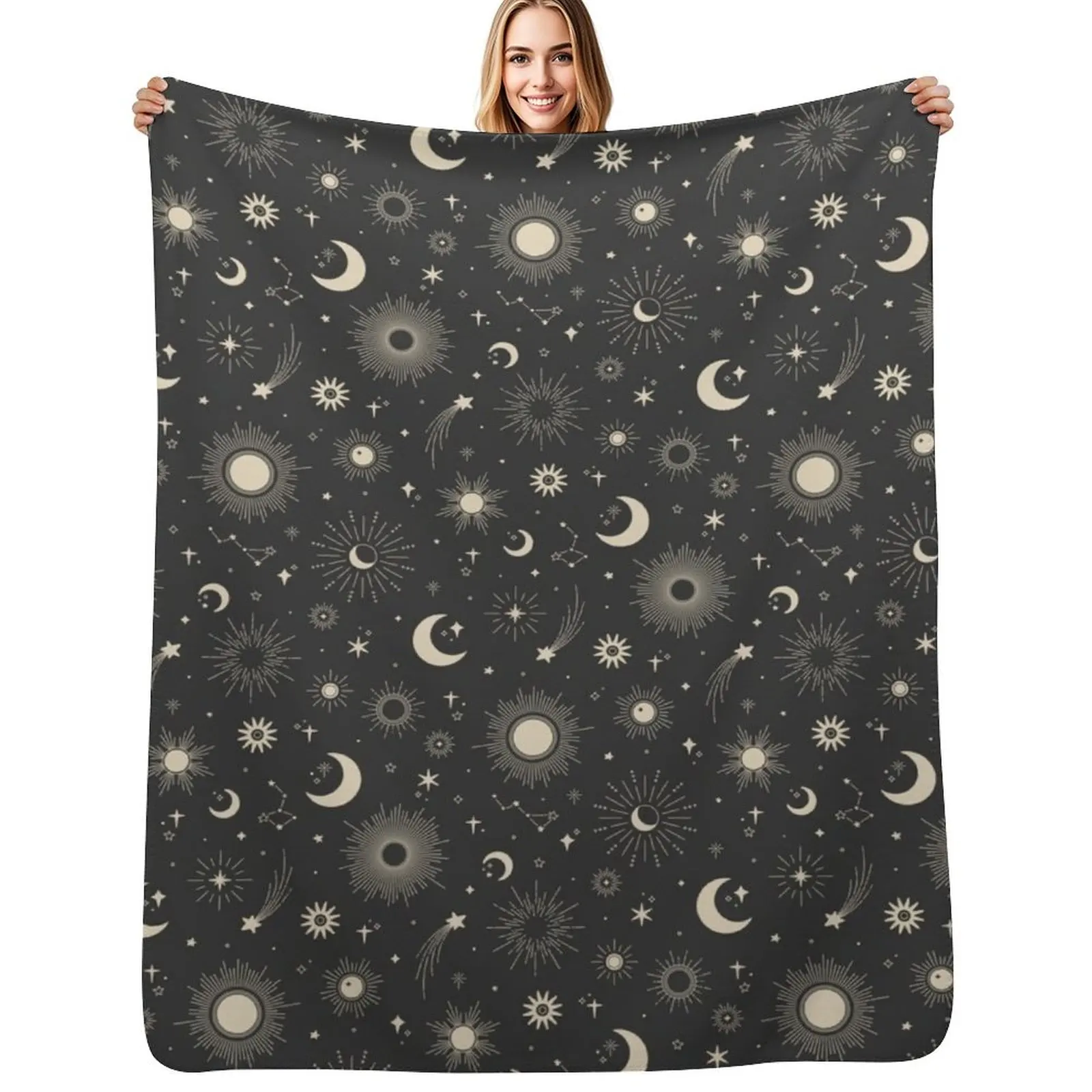 

Sweet Celestial Suns, Moons and Stars Throw Blanket Soft Big Luxury Brand valentine gift ideas for winter Blankets