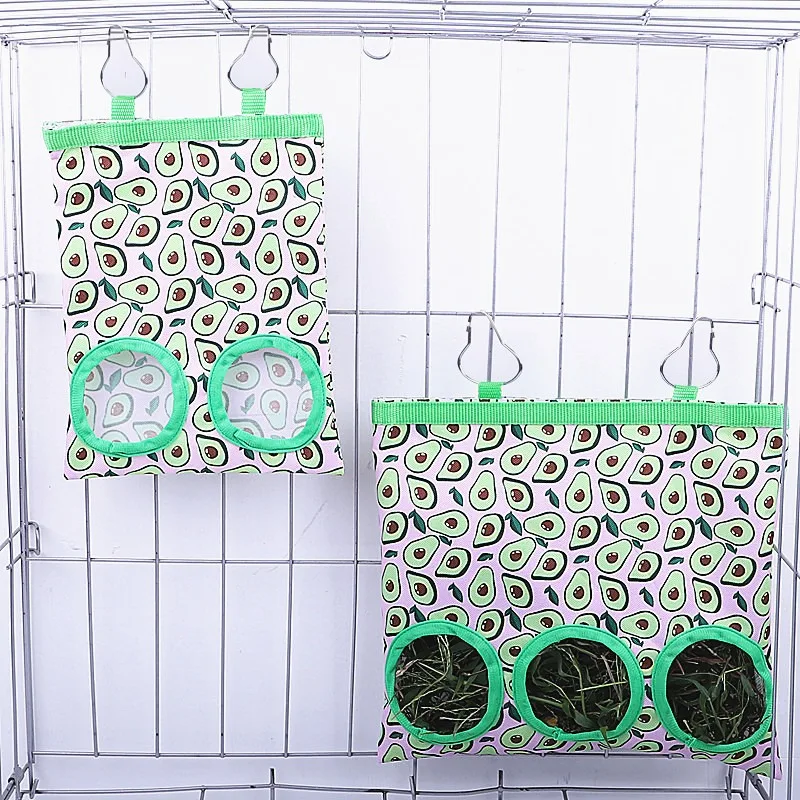 2/3 Holes Hanging Hay Bag for Bunny Guinea Pigs Small Animal Feeder Rabbit Food Dispensers Cage Accessories Pet Feeding