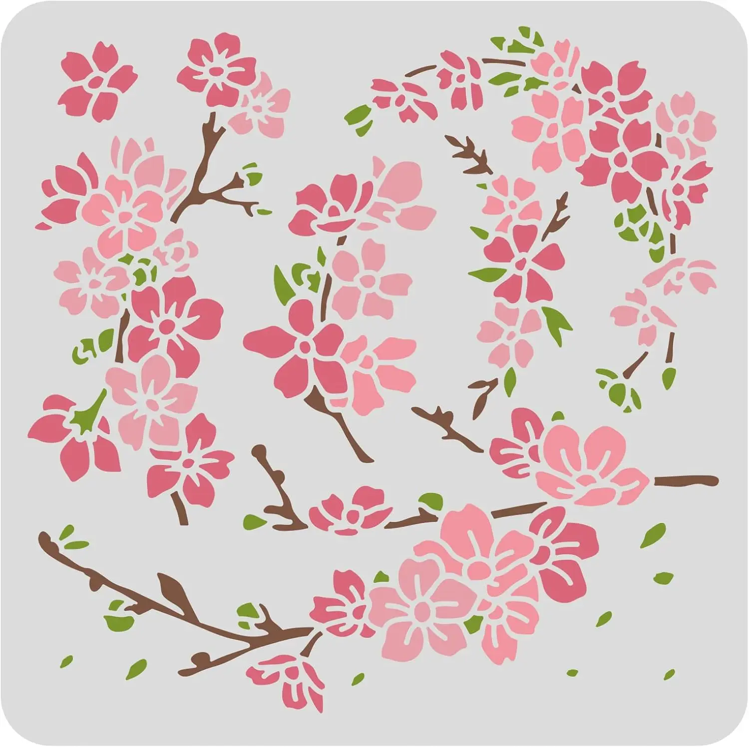 Cherry Blossoms Drawing Stencils, 12x12inch Cherry Tree Branch Painting Templates for Scrapbooking, Fabric, Floor Furniture