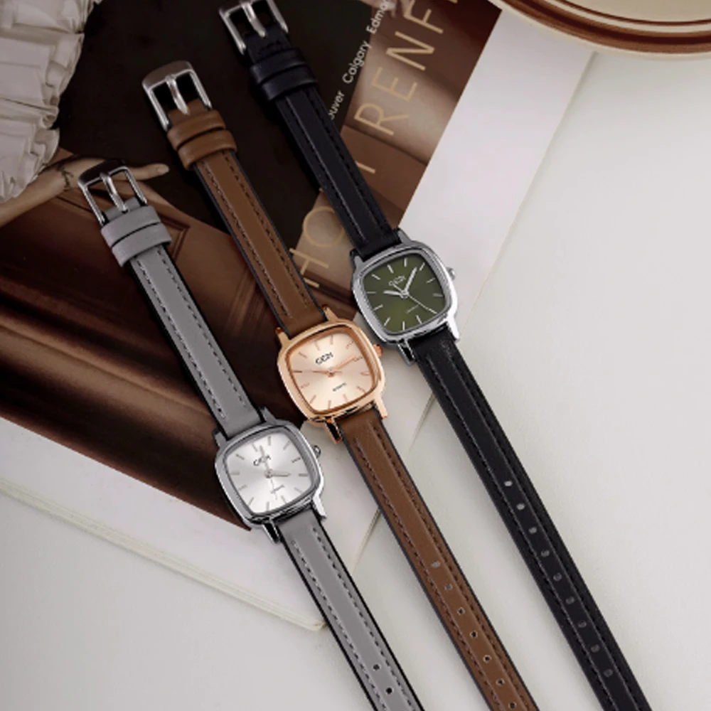 Fashion style minimalist luxury retro square with quartz women's watch for women‘s girl party gift jewlry wholesale