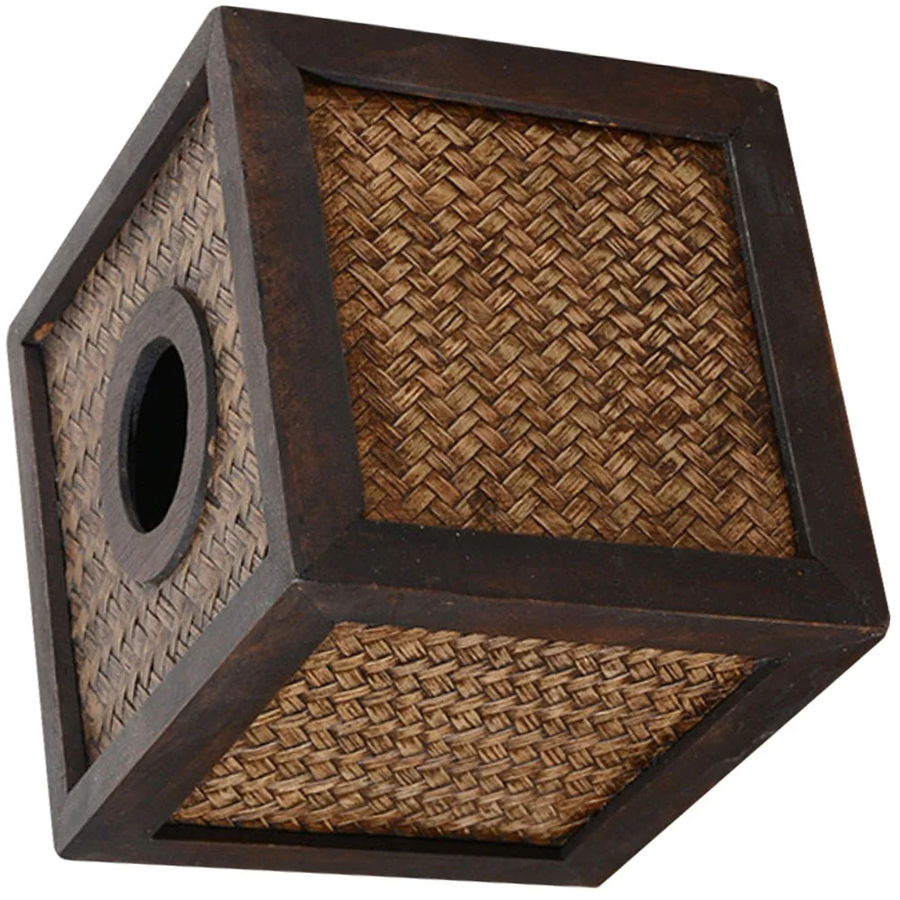 

Bamboo Tissue Box H Woven Napkin Basket Storage Containers Square Shape HOLDER Fiber Office Home Use Farmhouse Decor