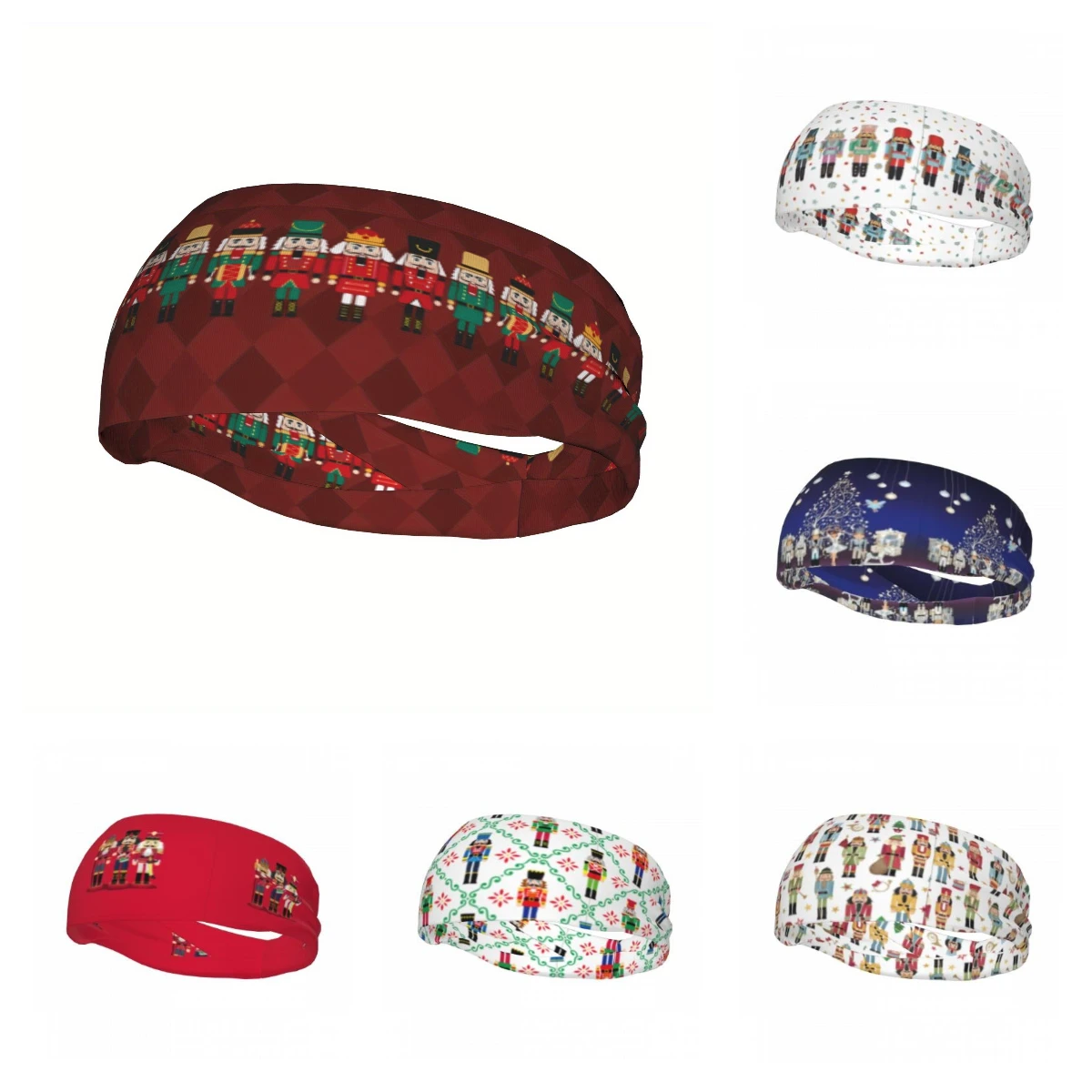 

Щелкунчик, красная спортивная повязка на голову, праздничный рождественский дизайн с солдатами Щелкунчика, полиэстер, регулируемая посадка для активного отдыха