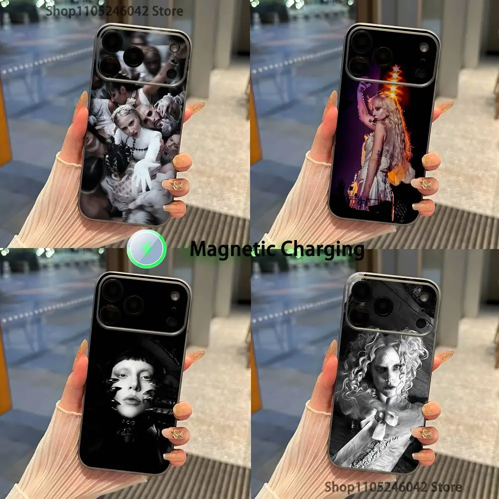 

L-LADY-s MAYHEM G-GAGA Shockproof Transparent gray Phone Case For iPhone 17,16,15,14,13,12,11,Pro,Max,Plus,Magnetic Charging