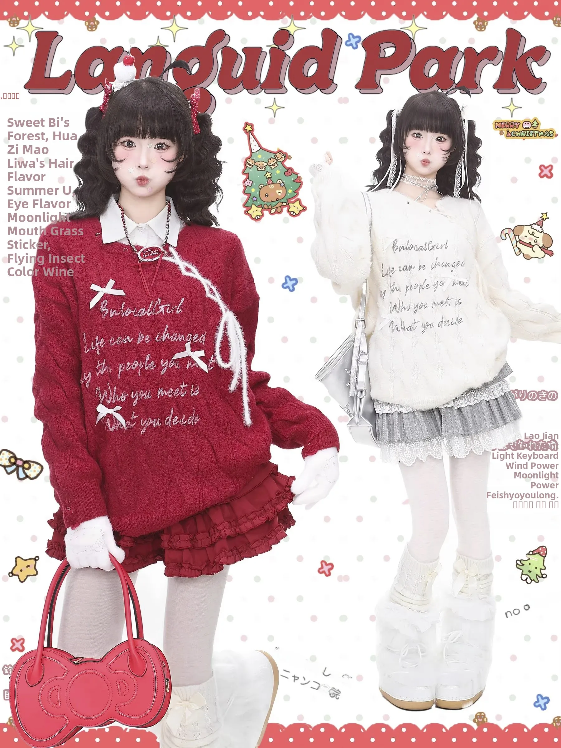 

Red Mink Fur Cisas Sweater Women's New Year Knitwear Languid Park Twisted Knot Neline Soft Long Sve Knot