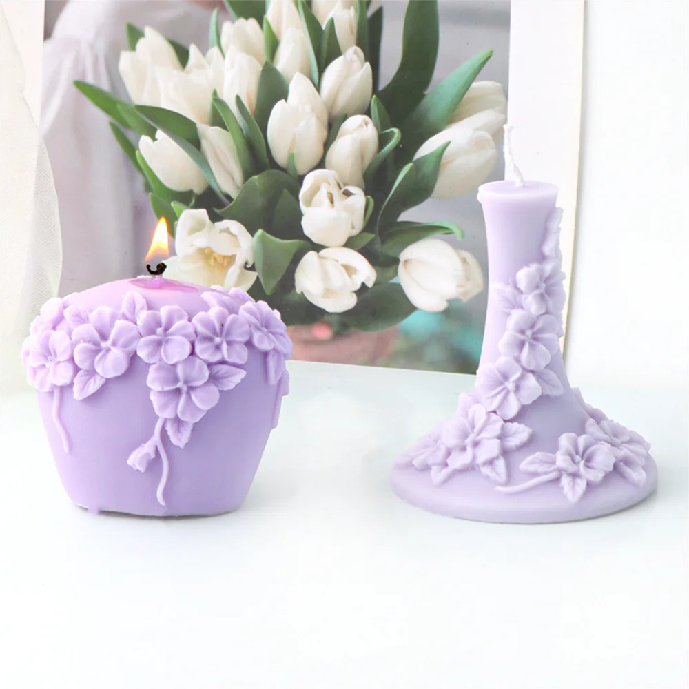 Exquisite hohe Vase-förmige Silikon-Kerzenform, DIY Blumencluster, rundes Glas, Harzform für Tonarbeiten, Tischdekoration