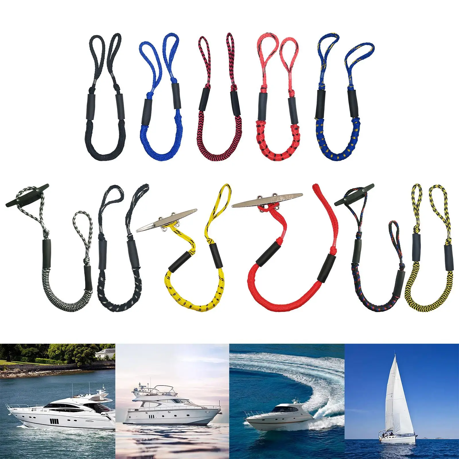 Boat Bungee Dock Line Stretchable Mooring Rope Boat Dock Line Anchor Rope Boat Bungee Cords Stretch Fishing Boat Supplies