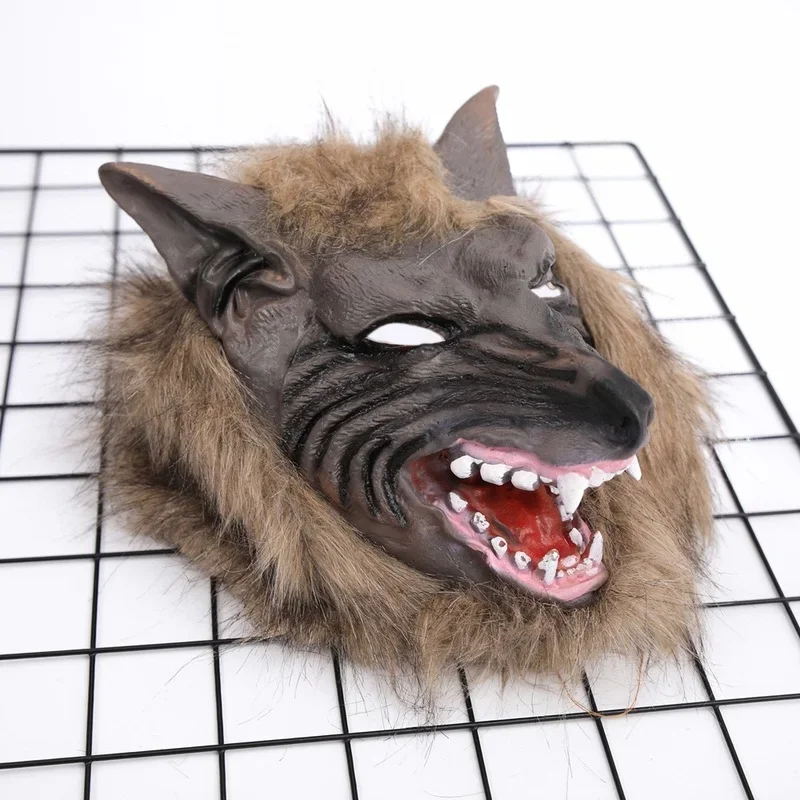 

2025 Masque tête de loup en Latex et caoutchouc pour Halloween, gants de loup-garou, Costume de fête, décor effrayant