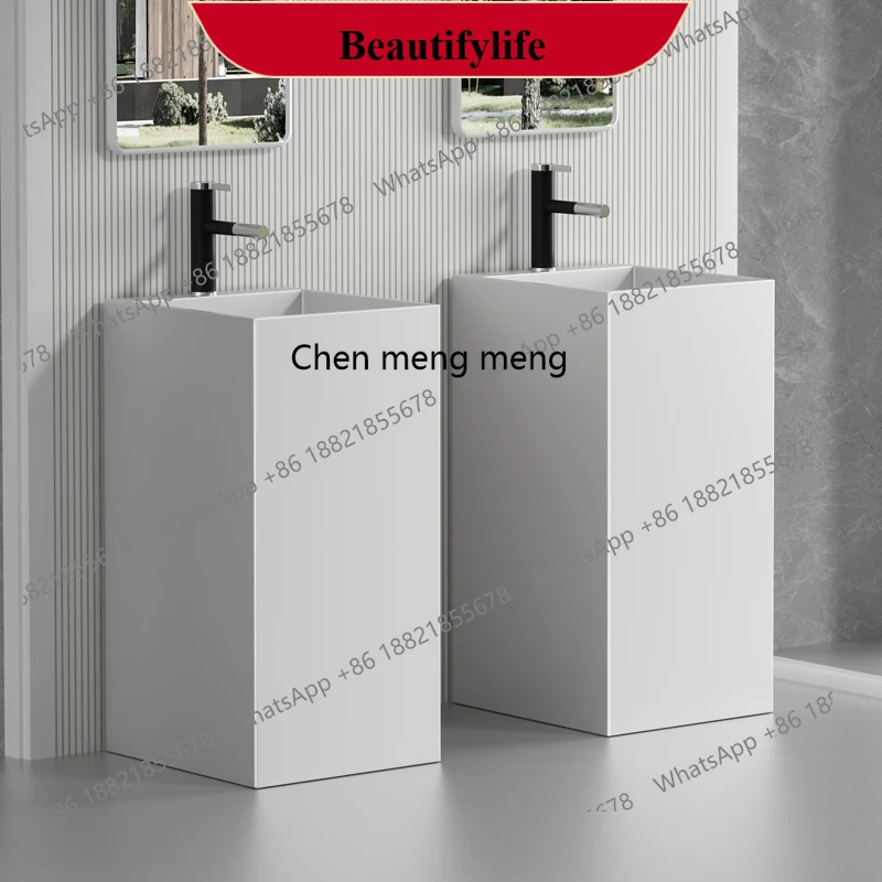 

E153 Golden stainless steel column basin integrated floor-to-ceiling wash basin B & B hotel bathroom wash basin