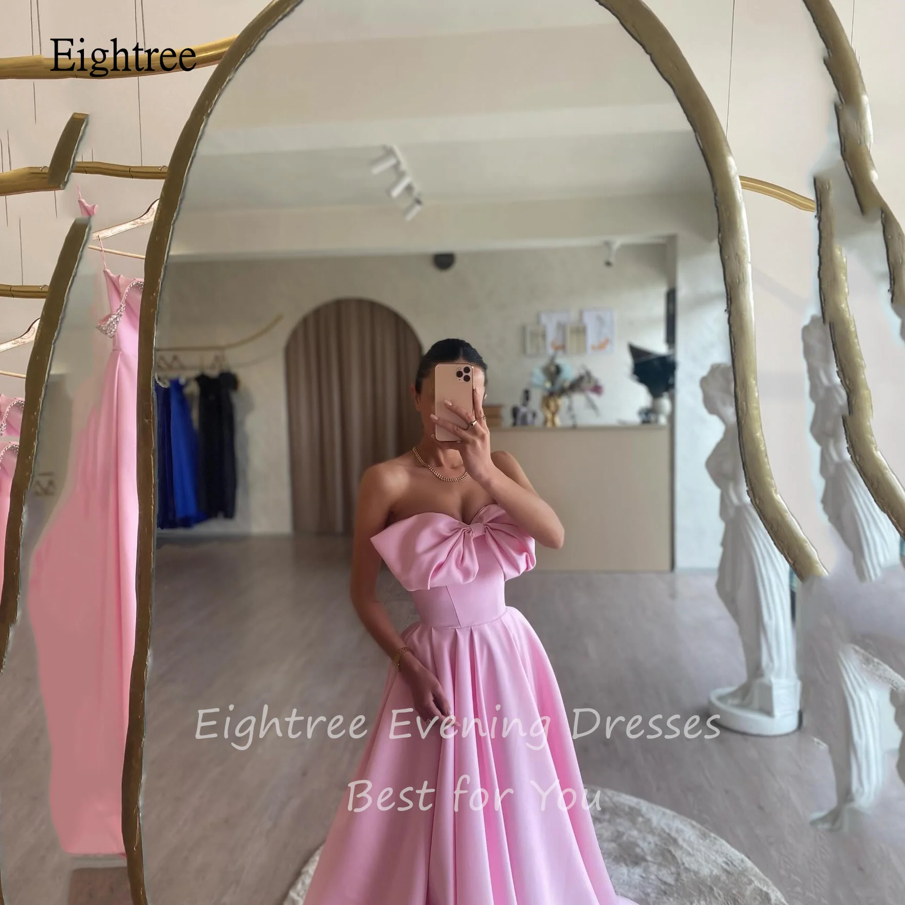 Eightree Cute A-Line Evening Dresses Sleeveless with Bow Prom Gown Backless Formal Party Gowns vestidos de festa Customized