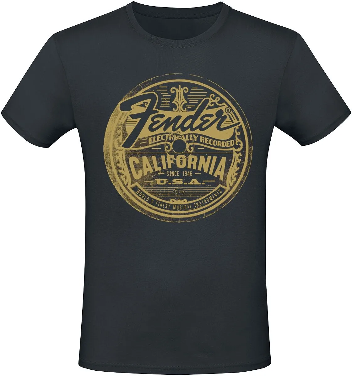 تي شيرت برقبة دائرية مع شعار Fender California Vintage Creative - رسومات مستوحاة تتميز بثقافة موسيقية لمحبي Fender