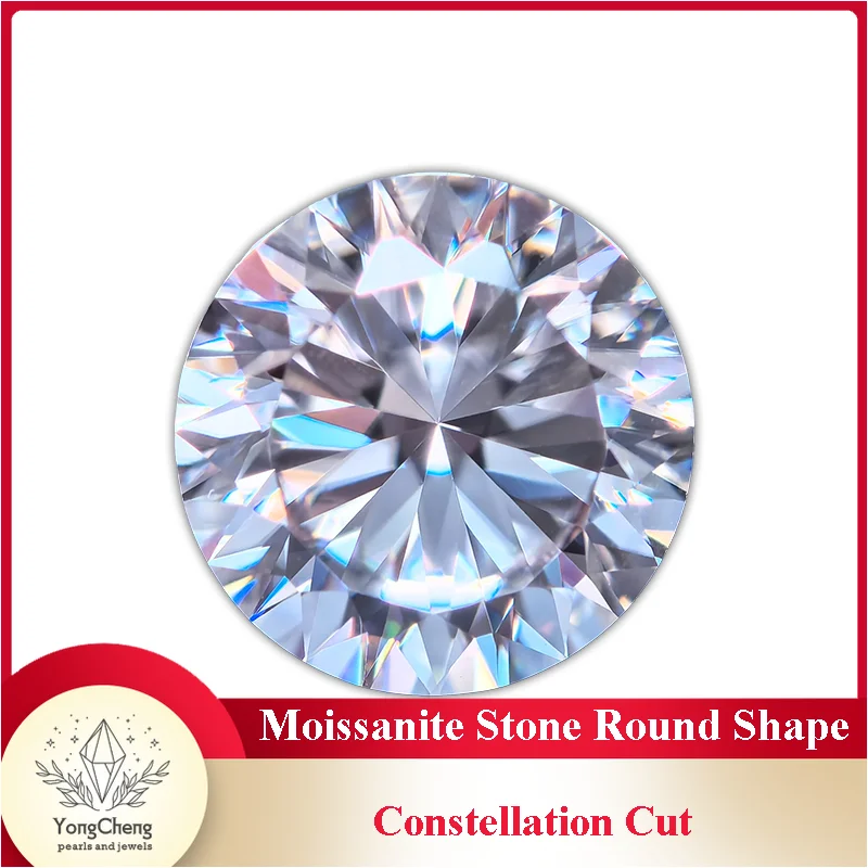 Moissanite Stone Round Shape Constellation Cut White Color Charm Beads for DIY Jewelry Making Pendant Selectable GRA Certificate