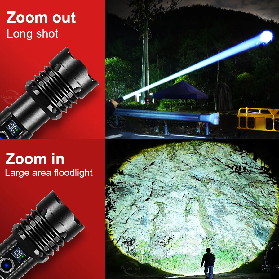 Tactical Flashlight Long Range Very Powerful Torch Work Light Rechargeable Powerful Rechargeable Led Flashlights High Power Lamp