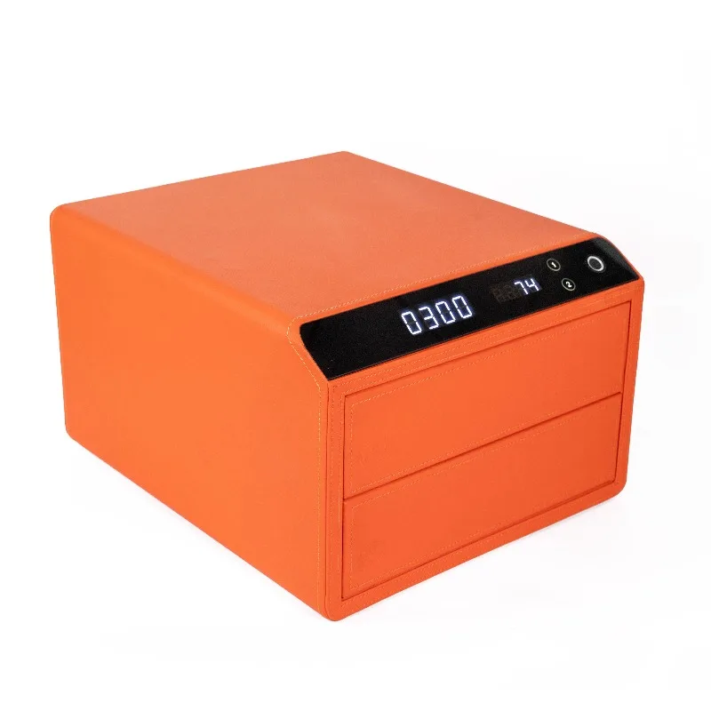 Multi-Color Double Drawer Light Emitting Diode Smart Fingerprint Jewelry Security Storage Box