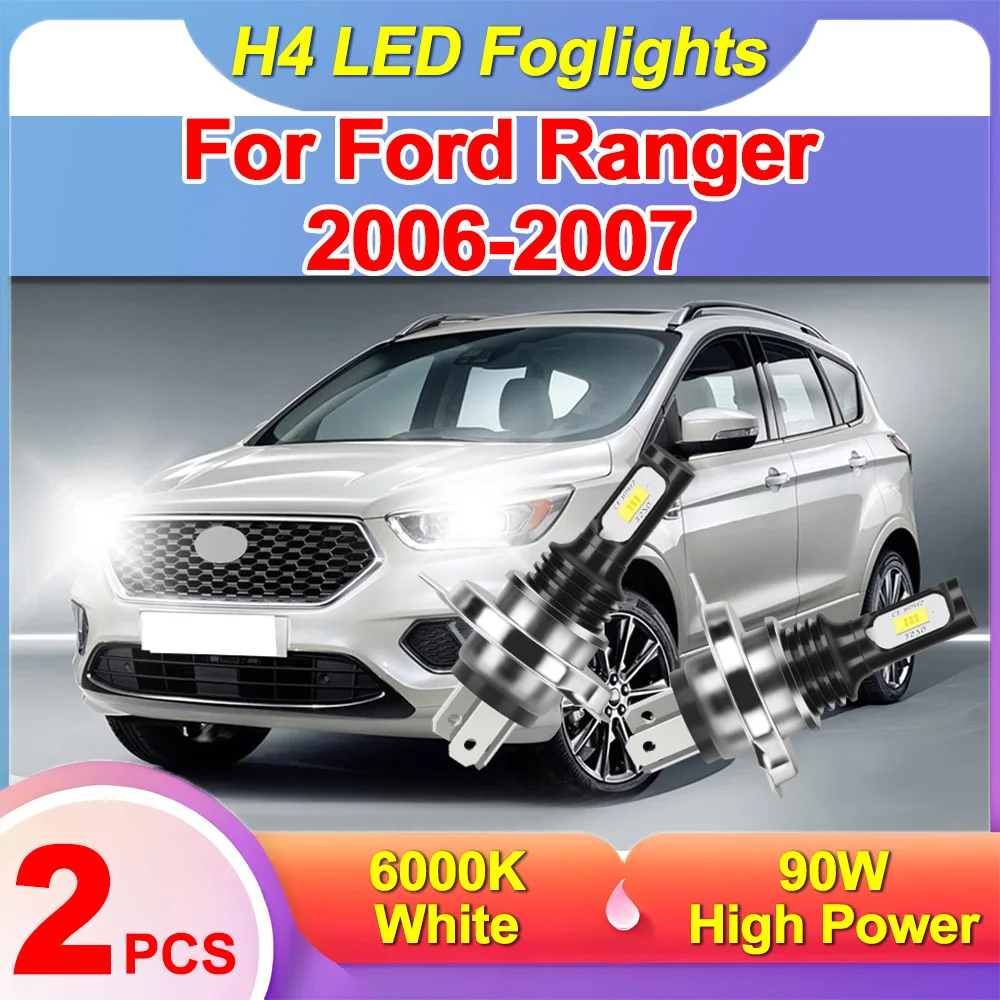

2X Plug and Play 6000K White H4 High Power Car LED Fog Light 90W Auto Front Fog Lamp 20000LM CSP Chips For Ford Ranger 2006-2007