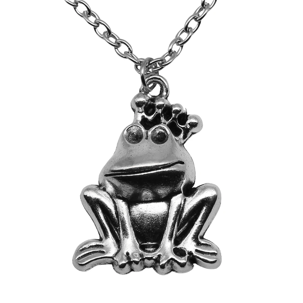 1pcs Frog Prince Frog Choker Necklace Pendant Charms For Jewelry Making Supplies Chain Length 70cm OR 45+4cm