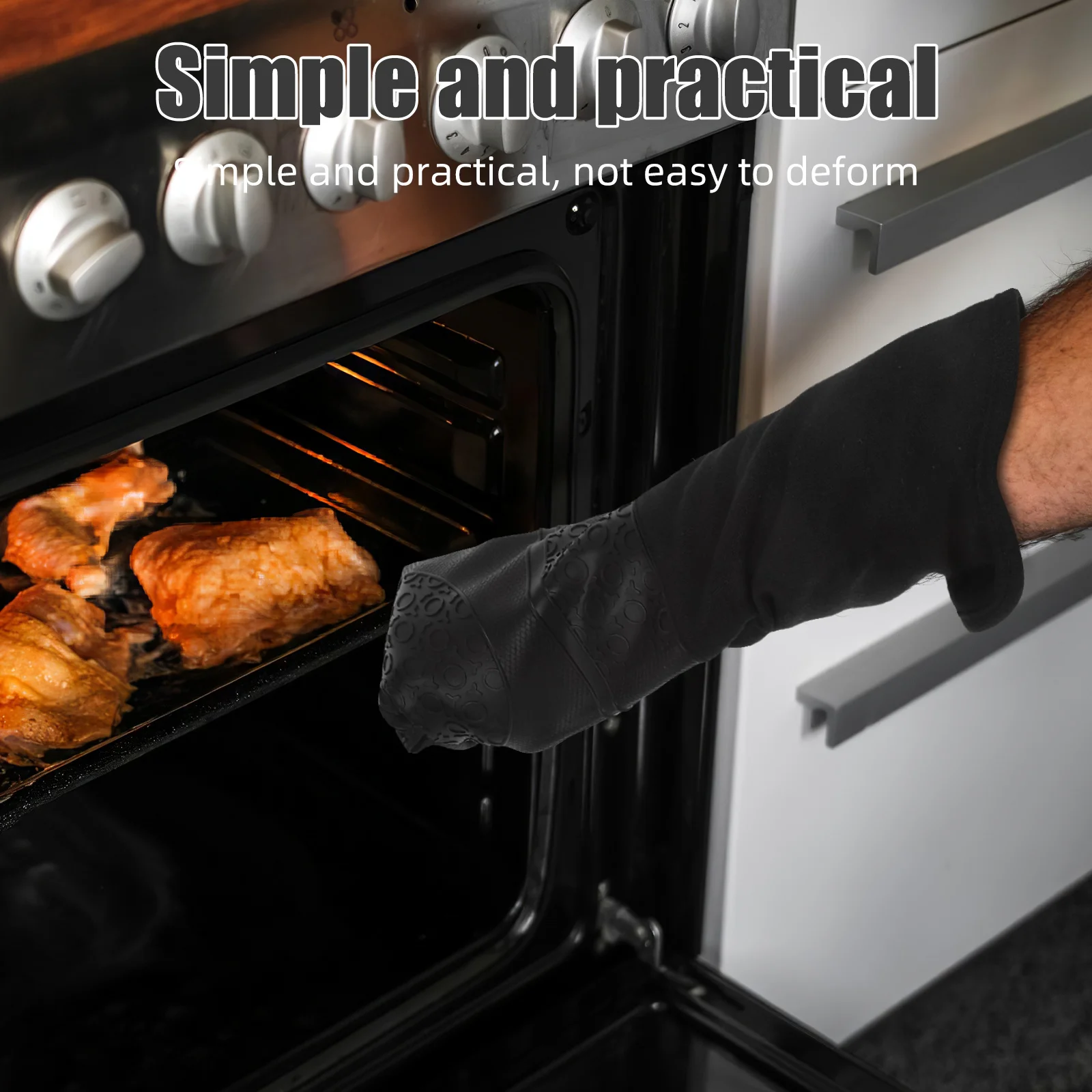 

1Pair Silicone Oven Mitts Extended Elbow Length Heat Resistant Waterproof Non Slip Baking Gloves Kitchen Cooking Gloves